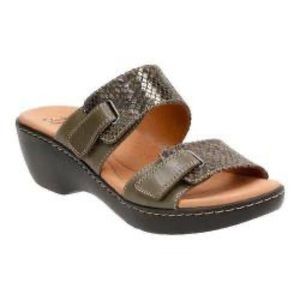 Clarks Delana Fenela Slide Snake Leather Wedges 10